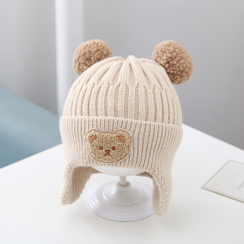 Baby Hat Warm Earflaps Cap Cute Bear Baby Knitted Woolen Cap Backdrop Bliss