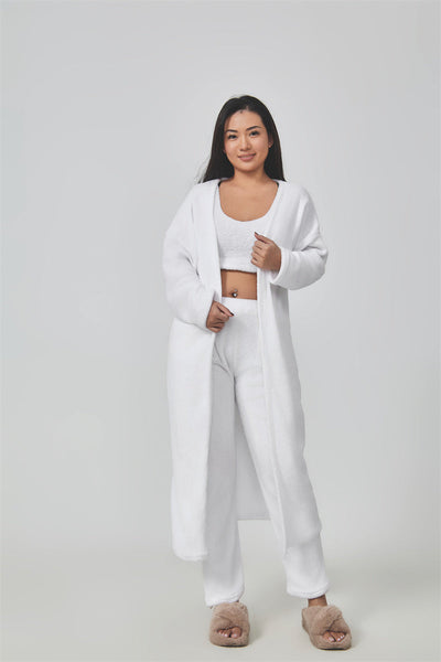 Cozy Pajama Set, 3 Piece Lounge Set, Cute Loungewear, Warm Suit Sets, Matching Set, Lounge Set, 3 Piece Pant Sets, Women Winter Dress Backdrop Bliss
