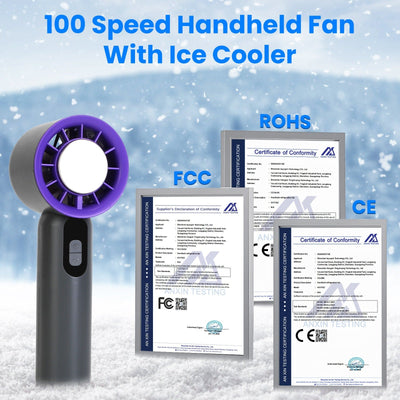 One Hundred Speed Handheld Fan With Ice Cooler High Speed Turbo Fan 3000mAh Rechargeable Hand Fan With LCD Display For Travel Camping Beach Outdoor - Backdrop BlissOne Hundred Speed Handheld Fan With Ice Cooler High Speed Turbo Fan 3000mAh Rechargeable Hand Fan With LCD Display For Travel Camping Beach Outdoor
