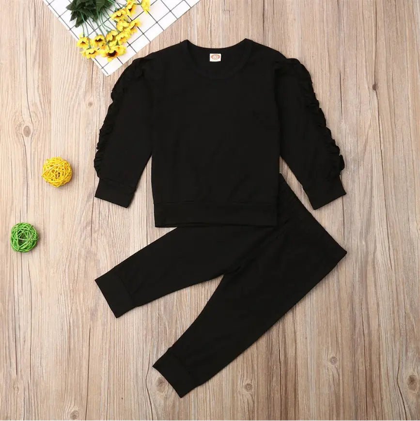 Newborn Baby Boys Girls Ruffles Jumper Solid Long Sleeve Sweatshirt Tops Pants Infant Kids 2Pcs Outfits Clothes Set Fall Clothes - Backdrop BlissNewborn Baby Boys Girls Ruffles Jumper Solid Long Sleeve Sweatshirt Tops Pants Infant Kids 2Pcs Outfits Clothes Set Fall Clothes
