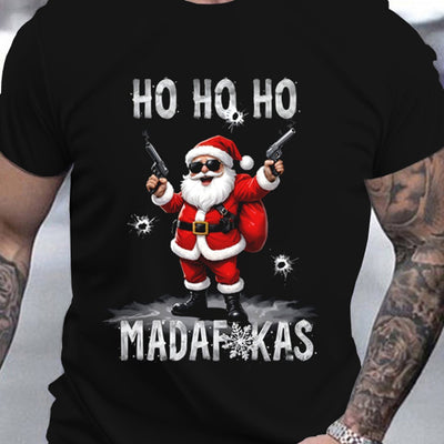 Men's Cool Santa Claus 3D Printed T-shirt - Breathable And Moisture Absorbing Casual Summer Round Neck Short Sleeve Top Backdrop Bliss