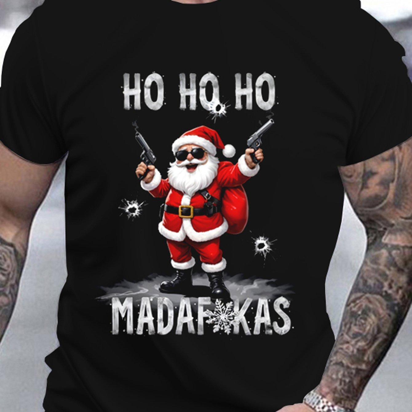 Men's Cool Santa Claus 3D Printed T-shirt - Breathable And Moisture Absorbing Casual Summer Round Neck Short Sleeve Top Backdrop Bliss