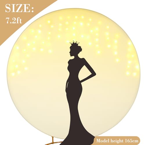 7.2 ft White Round Backdrop Cover with Lights Circle Wedding Arch Backdrop Cover with Fairy Lights for Bridal Shower Ceremony Birthday Baby Shower Photography Photo Shoot Background Decorations - Backdrop Bliss7.2 ft White Round Backdrop Cover with Lights Circle Wedding Arch Backdrop Cover with Fairy Lights for Bridal Shower Ceremony Birthday Baby Shower Photography Photo Shoot Background Decorations