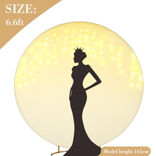 7.2 ft White Round Backdrop Cover with Lights Circle Wedding Arch Backdrop Cover with Fairy Lights for Bridal Shower Ceremony Birthday Baby Shower Photography Photo Shoot Background Decorations - Backdrop Bliss7.2 ft White Round Backdrop Cover with Lights Circle Wedding Arch Backdrop Cover with Fairy Lights for Bridal Shower Ceremony Birthday Baby Shower Photography Photo Shoot Background Decorations