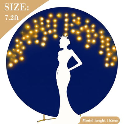 7.2 ft White Round Backdrop Cover with Lights Circle Wedding Arch Backdrop Cover with Fairy Lights for Bridal Shower Ceremony Birthday Baby Shower Photography Photo Shoot Background Decorations - Backdrop Bliss7.2 ft White Round Backdrop Cover with Lights Circle Wedding Arch Backdrop Cover with Fairy Lights for Bridal Shower Ceremony Birthday Baby Shower Photography Photo Shoot Background Decorations