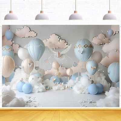 Dreamy Hot Air Balloon Backdrop Up Up and Away Adventure Photography Background Sky Clouds Travel Begins Baby Shower Decor Kids First Birthday Party Background Newborn Birthday Party Banner (7x5feet) - Backdrop BlissDreamy Hot Air Balloon Backdrop Up Up and Away Adventure Photography Background Sky Clouds Travel Begins Baby Shower Decor Kids First Birthday Party Background Newborn Birthday Party Banner (7x5feet)