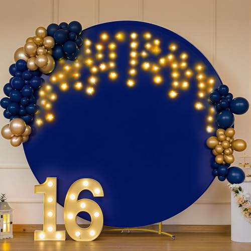 7.2 ft White Round Backdrop Cover with Lights Circle Wedding Arch Backdrop Cover with Fairy Lights for Bridal Shower Ceremony Birthday Baby Shower Photography Photo Shoot Background Decorations - Backdrop Bliss7.2 ft White Round Backdrop Cover with Lights Circle Wedding Arch Backdrop Cover with Fairy Lights for Bridal Shower Ceremony Birthday Baby Shower Photography Photo Shoot Background Decorations