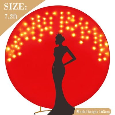 7.2 ft White Round Backdrop Cover with Lights Circle Wedding Arch Backdrop Cover with Fairy Lights for Bridal Shower Ceremony Birthday Baby Shower Photography Photo Shoot Background Decorations - Backdrop Bliss7.2 ft White Round Backdrop Cover with Lights Circle Wedding Arch Backdrop Cover with Fairy Lights for Bridal Shower Ceremony Birthday Baby Shower Photography Photo Shoot Background Decorations