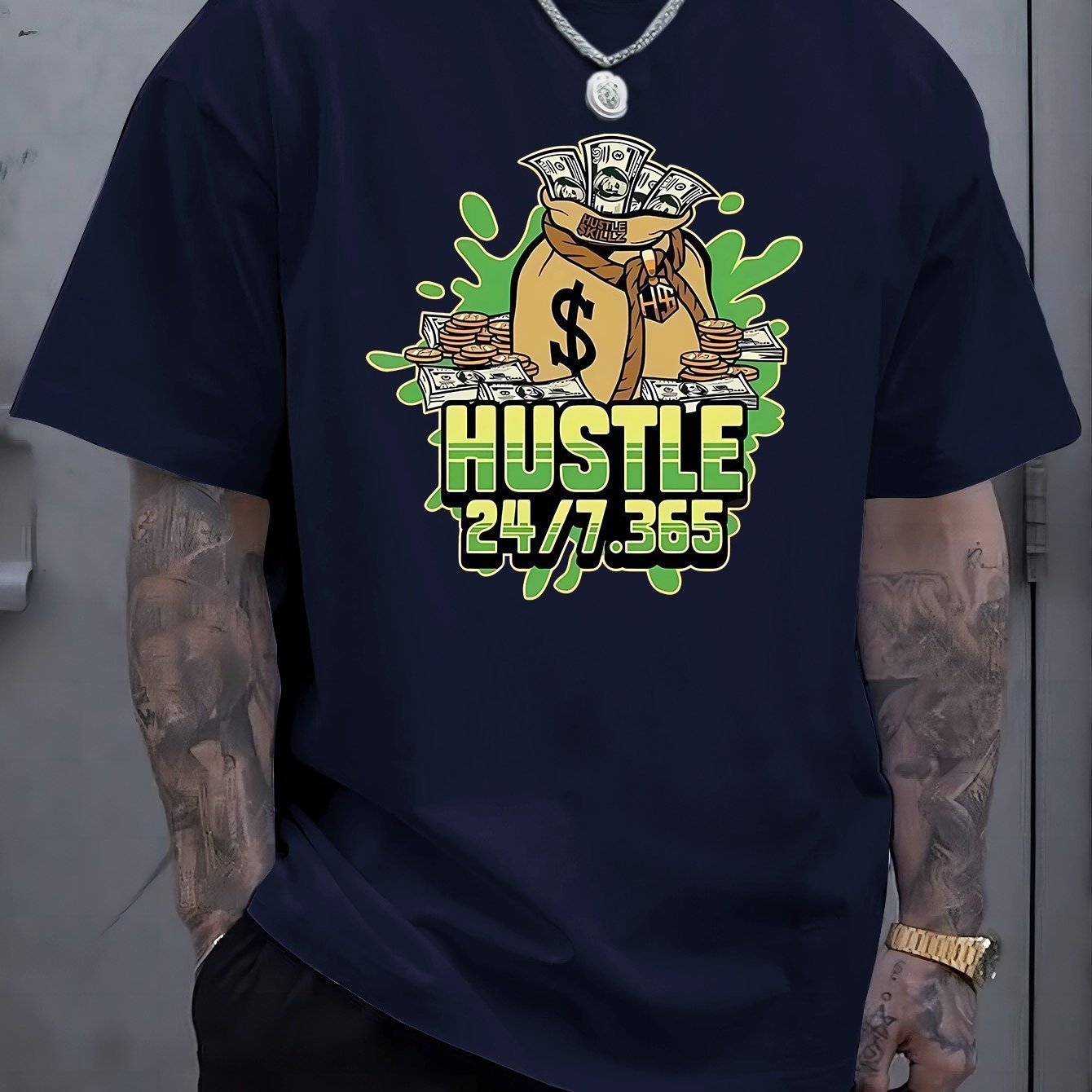 Printed Men's Summer Casual Short Sleeve Breathable T-shirt Backdrop Bliss