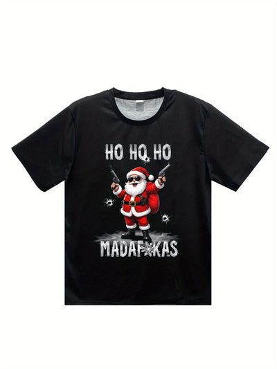 Men's Cool Santa Claus 3D Printed T-shirt - Breathable And Moisture Absorbing Casual Summer Round Neck Short Sleeve Top Backdrop Bliss