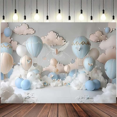 Dreamy Hot Air Balloon Backdrop Up Up and Away Adventure Photography Background Sky Clouds Travel Begins Baby Shower Decor Kids First Birthday Party Background Newborn Birthday Party Banner (7x5feet) - Backdrop BlissDreamy Hot Air Balloon Backdrop Up Up and Away Adventure Photography Background Sky Clouds Travel Begins Baby Shower Decor Kids First Birthday Party Background Newborn Birthday Party Banner (7x5feet)