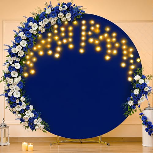 7.2 ft White Round Backdrop Cover with Lights Circle Wedding Arch Backdrop Cover with Fairy Lights for Bridal Shower Ceremony Birthday Baby Shower Photography Photo Shoot Background Decorations - Backdrop Bliss7.2 ft White Round Backdrop Cover with Lights Circle Wedding Arch Backdrop Cover with Fairy Lights for Bridal Shower Ceremony Birthday Baby Shower Photography Photo Shoot Background Decorations