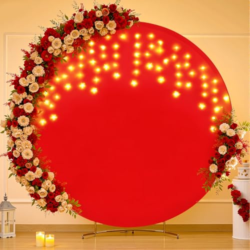 7.2 ft White Round Backdrop Cover with Lights Circle Wedding Arch Backdrop Cover with Fairy Lights for Bridal Shower Ceremony Birthday Baby Shower Photography Photo Shoot Background Decorations - Backdrop Bliss7.2 ft White Round Backdrop Cover with Lights Circle Wedding Arch Backdrop Cover with Fairy Lights for Bridal Shower Ceremony Birthday Baby Shower Photography Photo Shoot Background Decorations