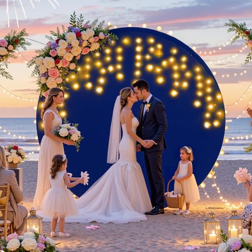 7.2 ft White Round Backdrop Cover with Lights Circle Wedding Arch Backdrop Cover with Fairy Lights for Bridal Shower Ceremony Birthday Baby Shower Photography Photo Shoot Background Decorations - Backdrop Bliss7.2 ft White Round Backdrop Cover with Lights Circle Wedding Arch Backdrop Cover with Fairy Lights for Bridal Shower Ceremony Birthday Baby Shower Photography Photo Shoot Background Decorations