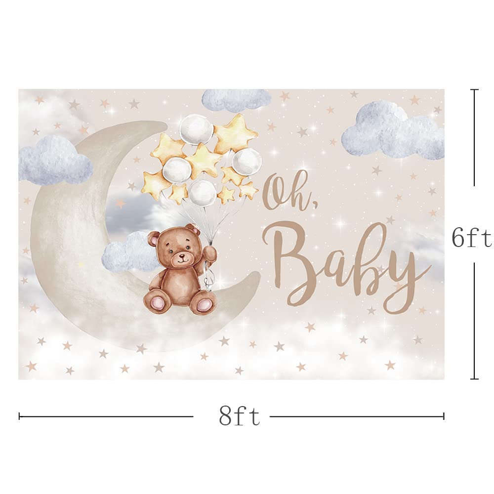 MEHOFOND Oh Baby Bear Backdrop for Baby Shower Gender Neutral Birthday Party Decorations Bear On The Moon Banner Gold Star Balloons White Clouds Photo Booth Props 7x5ft - Backdrop BlissMEHOFOND Oh Baby Bear Backdrop for Baby Shower Gender Neutral Birthday Party Decorations Bear On The Moon Banner Gold Star Balloons White Clouds Photo Booth Props 7x5ft