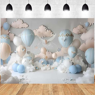 Dreamy Hot Air Balloon Backdrop Up Up and Away Adventure Photography Background Sky Clouds Travel Begins Baby Shower Decor Kids First Birthday Party Background Newborn Birthday Party Banner (7x5feet) - Backdrop BlissDreamy Hot Air Balloon Backdrop Up Up and Away Adventure Photography Background Sky Clouds Travel Begins Baby Shower Decor Kids First Birthday Party Background Newborn Birthday Party Banner (7x5feet)