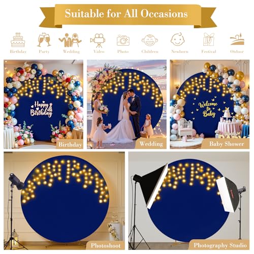 7.2 ft White Round Backdrop Cover with Lights Circle Wedding Arch Backdrop Cover with Fairy Lights for Bridal Shower Ceremony Birthday Baby Shower Photography Photo Shoot Background Decorations - Backdrop Bliss7.2 ft White Round Backdrop Cover with Lights Circle Wedding Arch Backdrop Cover with Fairy Lights for Bridal Shower Ceremony Birthday Baby Shower Photography Photo Shoot Background Decorations