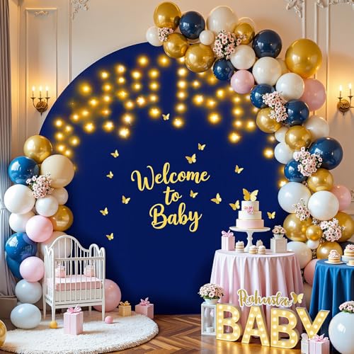 7.2 ft White Round Backdrop Cover with Lights Circle Wedding Arch Backdrop Cover with Fairy Lights for Bridal Shower Ceremony Birthday Baby Shower Photography Photo Shoot Background Decorations - Backdrop Bliss7.2 ft White Round Backdrop Cover with Lights Circle Wedding Arch Backdrop Cover with Fairy Lights for Bridal Shower Ceremony Birthday Baby Shower Photography Photo Shoot Background Decorations