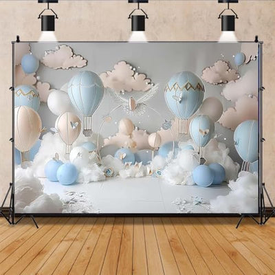 Dreamy Hot Air Balloon Backdrop Up Up and Away Adventure Photography Background Sky Clouds Travel Begins Baby Shower Decor Kids First Birthday Party Background Newborn Birthday Party Banner (7x5feet) - Backdrop BlissDreamy Hot Air Balloon Backdrop Up Up and Away Adventure Photography Background Sky Clouds Travel Begins Baby Shower Decor Kids First Birthday Party Background Newborn Birthday Party Banner (7x5feet)