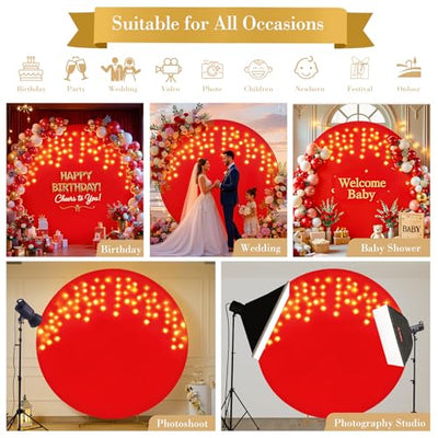 7.2 ft White Round Backdrop Cover with Lights Circle Wedding Arch Backdrop Cover with Fairy Lights for Bridal Shower Ceremony Birthday Baby Shower Photography Photo Shoot Background Decorations - Backdrop Bliss7.2 ft White Round Backdrop Cover with Lights Circle Wedding Arch Backdrop Cover with Fairy Lights for Bridal Shower Ceremony Birthday Baby Shower Photography Photo Shoot Background Decorations
