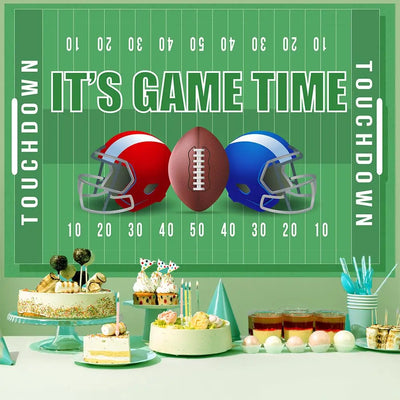Football Happy Birthday Backdrop Banner Game Time Photography Background Fire Football Basketball Soccer Birthday Banner Decoration 7x5Ft Backdrop Bliss