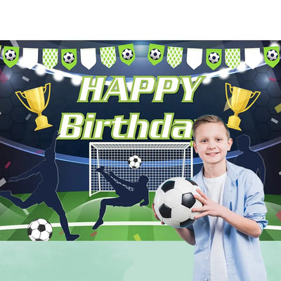Football Happy Birthday Backdrop Banner Game Time Photography Background Fire Football Basketball Soccer Birthday Banner Decoration 7x5Ft Backdrop Bliss