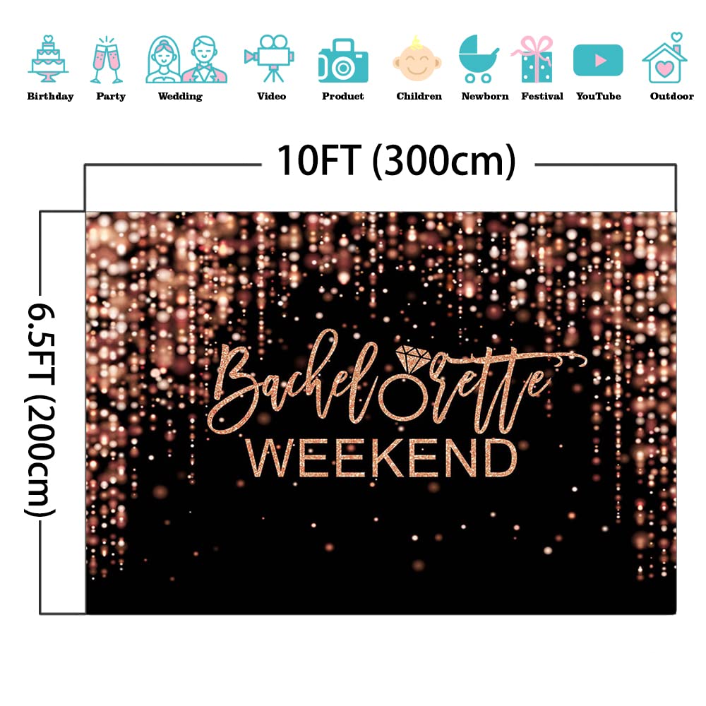 Mocsicka Bachelorette Weekend Backdrop Black Gold Bachelorette Party Photography Background Glitter Bokeh Bachelorette Party Decorations Cake Table Banner Photo Studio Props (10x6.5ft) - Backdrop BlissMocsicka Bachelorette Weekend Backdrop Black Gold Bachelorette Party Photography Background Glitter Bokeh Bachelorette Party Decorations Cake Table Banner Photo Studio Props (10x6.5ft)