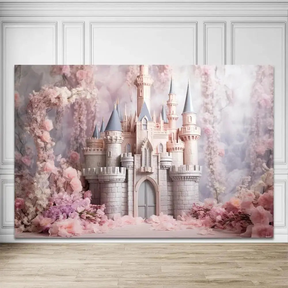 Floral Castle Backdrop for Photography Pink Flowers Royal Princess Background Girls Women Portrait Backgrounds Newborn One Year Old Banner Birthday Photoshoot Decorations 71X47inch - Backdrop BlissFloral Castle Backdrop for Photography Pink Flowers Royal Princess Background Girls Women Portrait Backgrounds Newborn One Year Old Banner Birthday Photoshoot Decorations 71X47inch