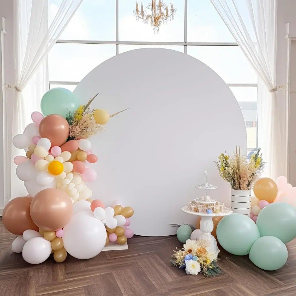 7.2FT Navy Blue Round Backdrop Cover for 5 to 7.2ft Circle Arch Stand - Haefoo Back to School Decoration Circle Backdrop Cover for Birthday, Wedding, Baby Shower Photography Background Party Decor Backdrop Bliss