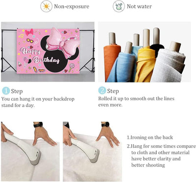 5x3ft Pink Mouse Backdrop Girls Birthday Party Decoration Supplies 130pc Bowknot Balloons Arch Garland Kit Baby Shower Photo Booth Studio Prop - Backdrop Bliss5x3ft Pink Mouse Backdrop Girls Birthday Party Decoration Supplies 130pc Bowknot Balloons Arch Garland Kit Baby Shower Photo Booth Studio Prop