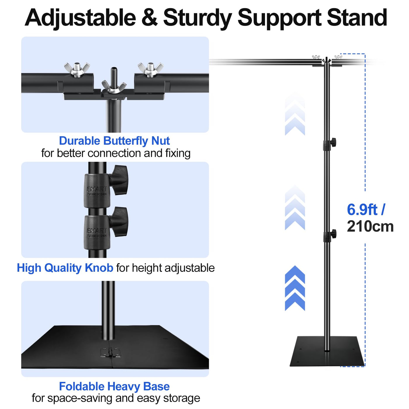 EMART 8.5x20ft(HxW) Photography Backdrop Stand for Parties, Adjustable Photo Pipe and Drape Background Back Drop Holder Frame Kit with Heavy Duty Metal Steel Base for Birthday Wedding - Black - Backdrop BlissEMART 8.5x20ft(HxW) Photography Backdrop Stand for Parties, Adjustable Photo Pipe and Drape Background Back Drop Holder Frame Kit with Heavy Duty Metal Steel Base for Birthday Wedding - Black
