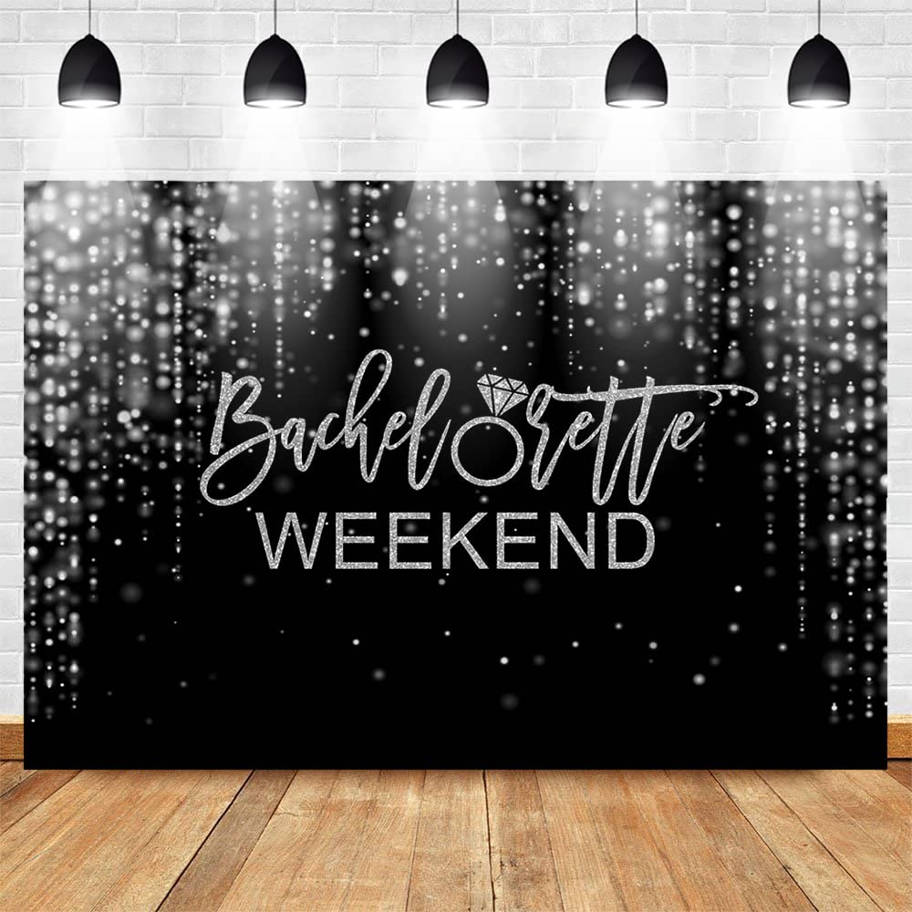 Mocsicka Bachelorette Weekend Backdrop Black Gold Bachelorette Party Photography Background Glitter Bokeh Bachelorette Party Decorations Cake Table Banner Photo Studio Props (10x6.5ft) - Backdrop BlissMocsicka Bachelorette Weekend Backdrop Black Gold Bachelorette Party Photography Background Glitter Bokeh Bachelorette Party Decorations Cake Table Banner Photo Studio Props (10x6.5ft)