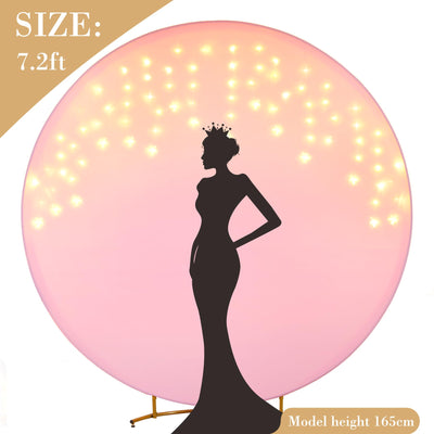 7.2 ft White Round Backdrop Cover with Lights Circle Wedding Arch Backdrop Cover with Fairy Lights for Bridal Shower Ceremony Birthday Baby Shower Photography Photo Shoot Background Decorations - Backdrop Bliss7.2 ft White Round Backdrop Cover with Lights Circle Wedding Arch Backdrop Cover with Fairy Lights for Bridal Shower Ceremony Birthday Baby Shower Photography Photo Shoot Background Decorations