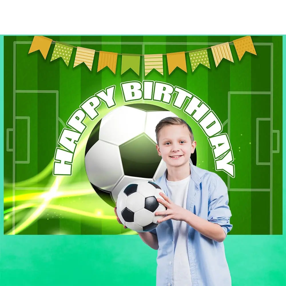 Football Happy Birthday Backdrop Banner Game Time Photography Background Fire Football Basketball Soccer Birthday Banner Decoration 7x5Ft Backdrop Bliss