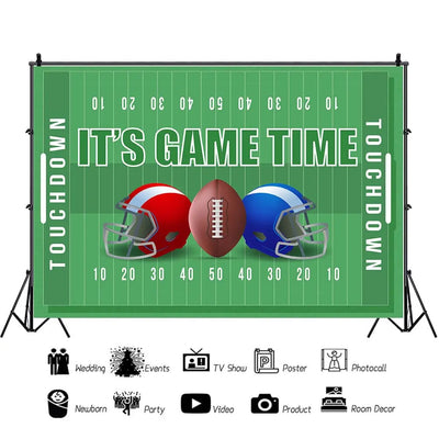 Football Happy Birthday Backdrop Banner Game Time Photography Background Fire Football Basketball Soccer Birthday Banner Decoration 7x5Ft Backdrop Bliss