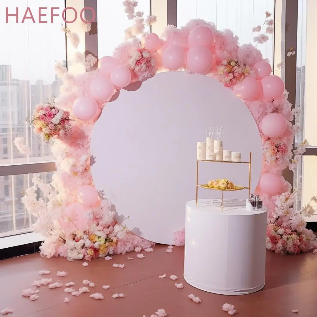 7.2FT Navy Blue Round Backdrop Cover for 5 to 7.2ft Circle Arch Stand - Haefoo Back to School Decoration Circle Backdrop Cover for Birthday, Wedding, Baby Shower Photography Background Party Decor Backdrop Bliss