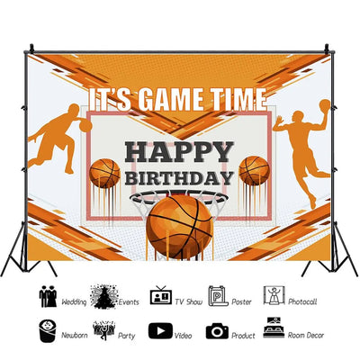 Football Happy Birthday Backdrop Banner Game Time Photography Background Fire Football Basketball Soccer Birthday Banner Decoration 7x5Ft Backdrop Bliss