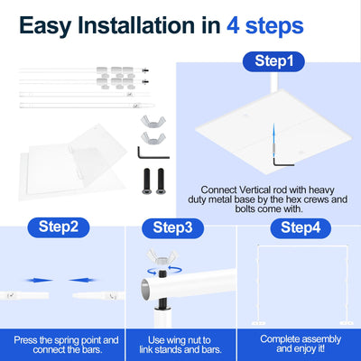 EMART Backdrop Stand, 6.5x10 ft Adjustable Photo Background Pipe and Drape Photography Kit with Heavy Duty Metal Flat Base for Parties, Wedding, Video Studio, Birthday - Black - Backdrop BlissEMART Backdrop Stand, 6.5x10 ft Adjustable Photo Background Pipe and Drape Photography Kit with Heavy Duty Metal Flat Base for Parties, Wedding, Video Studio, Birthday - Black