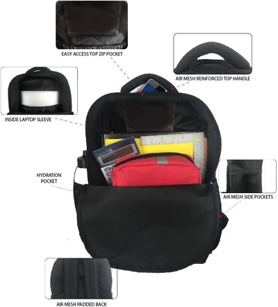 Disney Minnie Mouse Black Backpack for Women and Kids - 17 Inch Air Mesh Padded Womens Knapsack for School and Travel (Mickey-Minnie) Backdrop Bliss