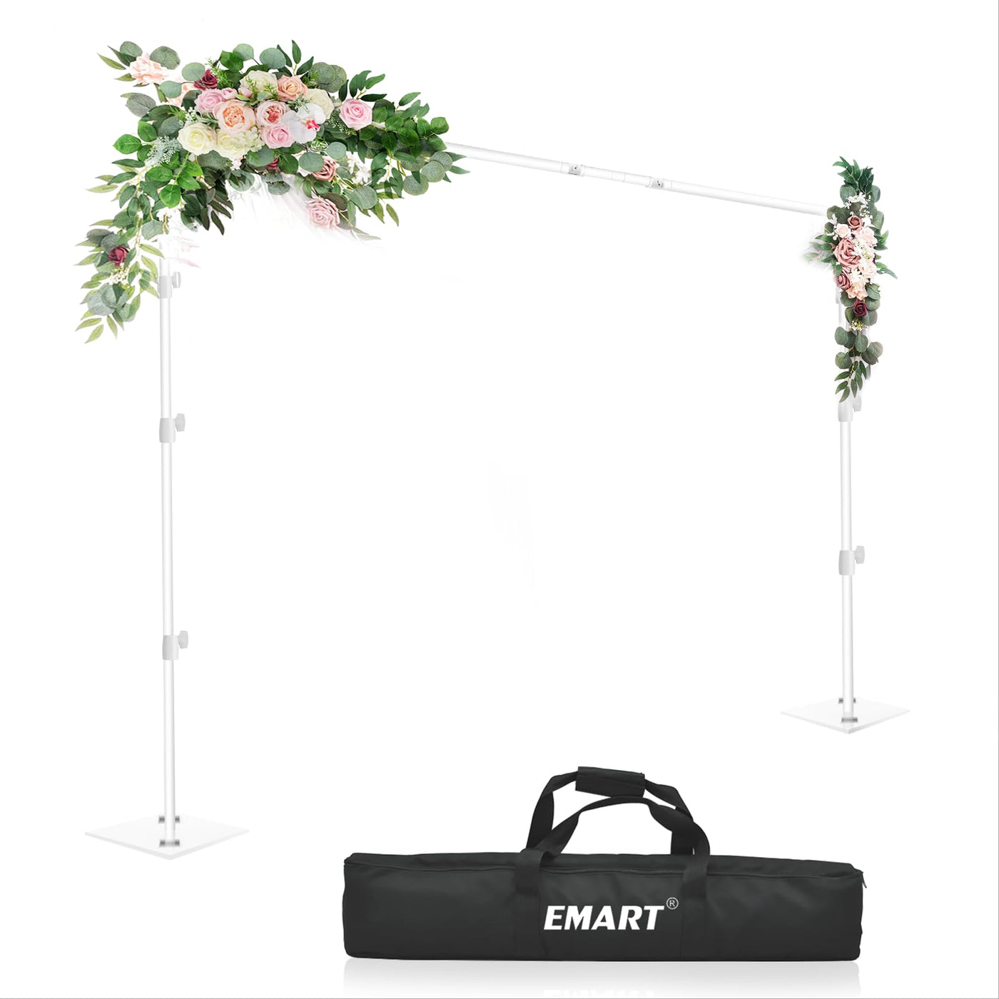 EMART Backdrop Stand, 6.5x10 ft Adjustable Photo Background Pipe and Drape Photography Kit with Heavy Duty Metal Flat Base for Parties, Wedding, Video Studio, Birthday - Black - Backdrop BlissEMART Backdrop Stand, 6.5x10 ft Adjustable Photo Background Pipe and Drape Photography Kit with Heavy Duty Metal Flat Base for Parties, Wedding, Video Studio, Birthday - Black