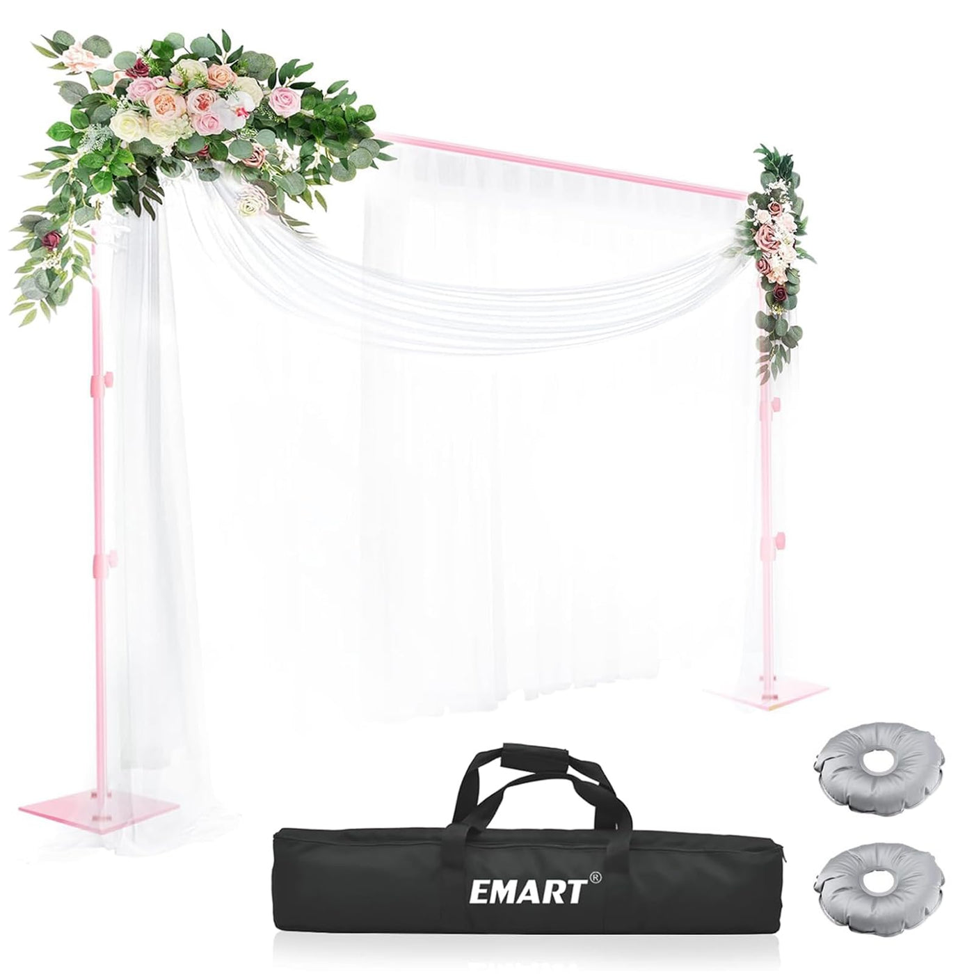 EMART Backdrop Stand, 6.5x10 ft Adjustable Photo Background Pipe and Drape Photography Kit with Heavy Duty Metal Flat Base for Parties, Wedding, Video Studio, Birthday - Black - Backdrop BlissEMART Backdrop Stand, 6.5x10 ft Adjustable Photo Background Pipe and Drape Photography Kit with Heavy Duty Metal Flat Base for Parties, Wedding, Video Studio, Birthday - Black