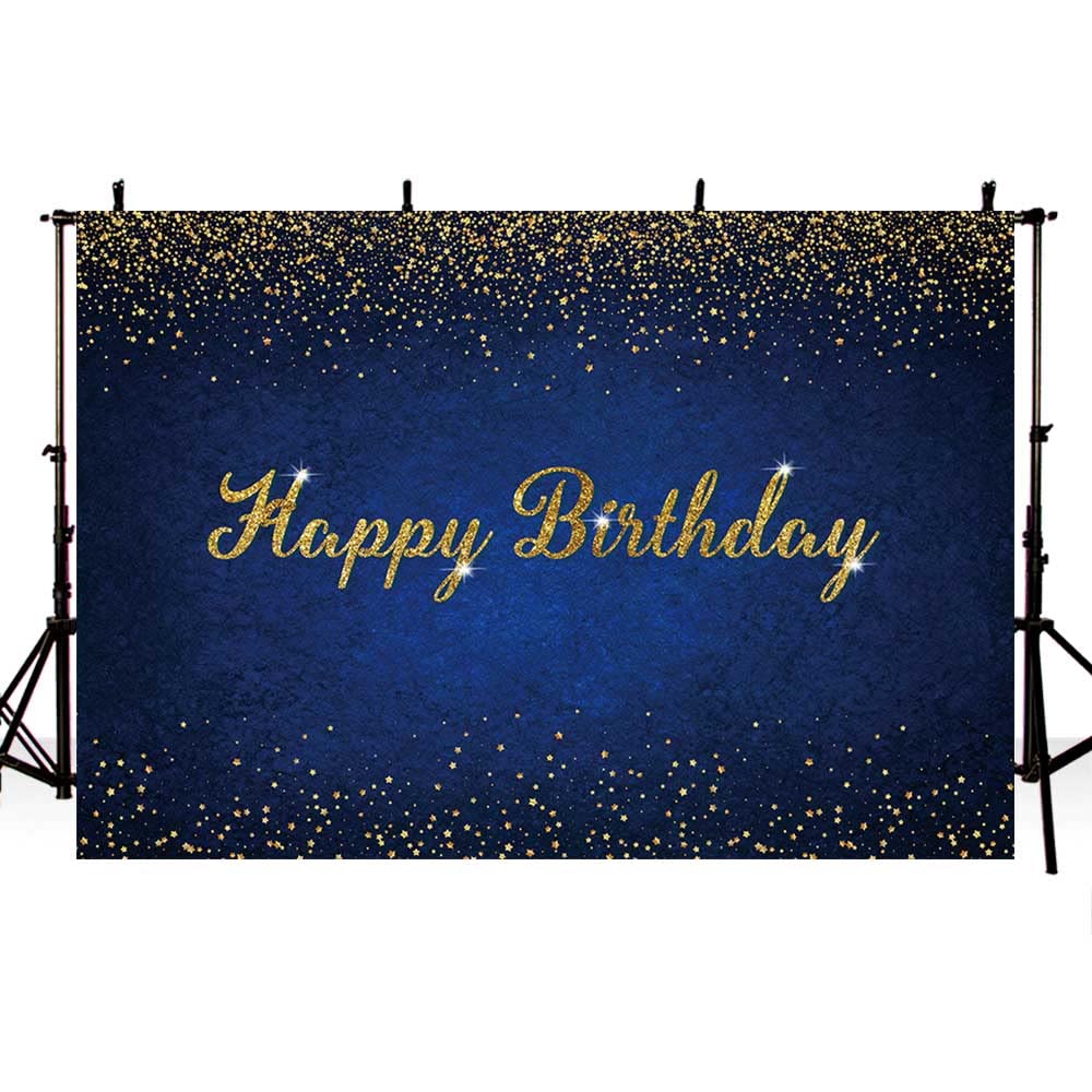 7x5ft Dark Blue Birthday Backdrop Happy Birthday Background Banner Dark Blue Gold Dots Photography Background Blue Birthday Party Decorations Banner - Backdrop Bliss7x5ft Dark Blue Birthday Backdrop Happy Birthday Background Banner Dark Blue Gold Dots Photography Background Blue Birthday Party Decorations Banner