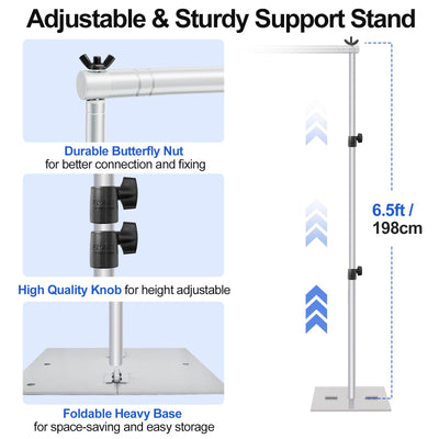 EMART Backdrop Stand, 6.5x10 ft Adjustable Photo Background Pipe and Drape Photography Kit with Heavy Duty Metal Flat Base for Parties, Wedding, Video Studio, Birthday - Black - Backdrop BlissEMART Backdrop Stand, 6.5x10 ft Adjustable Photo Background Pipe and Drape Photography Kit with Heavy Duty Metal Flat Base for Parties, Wedding, Video Studio, Birthday - Black