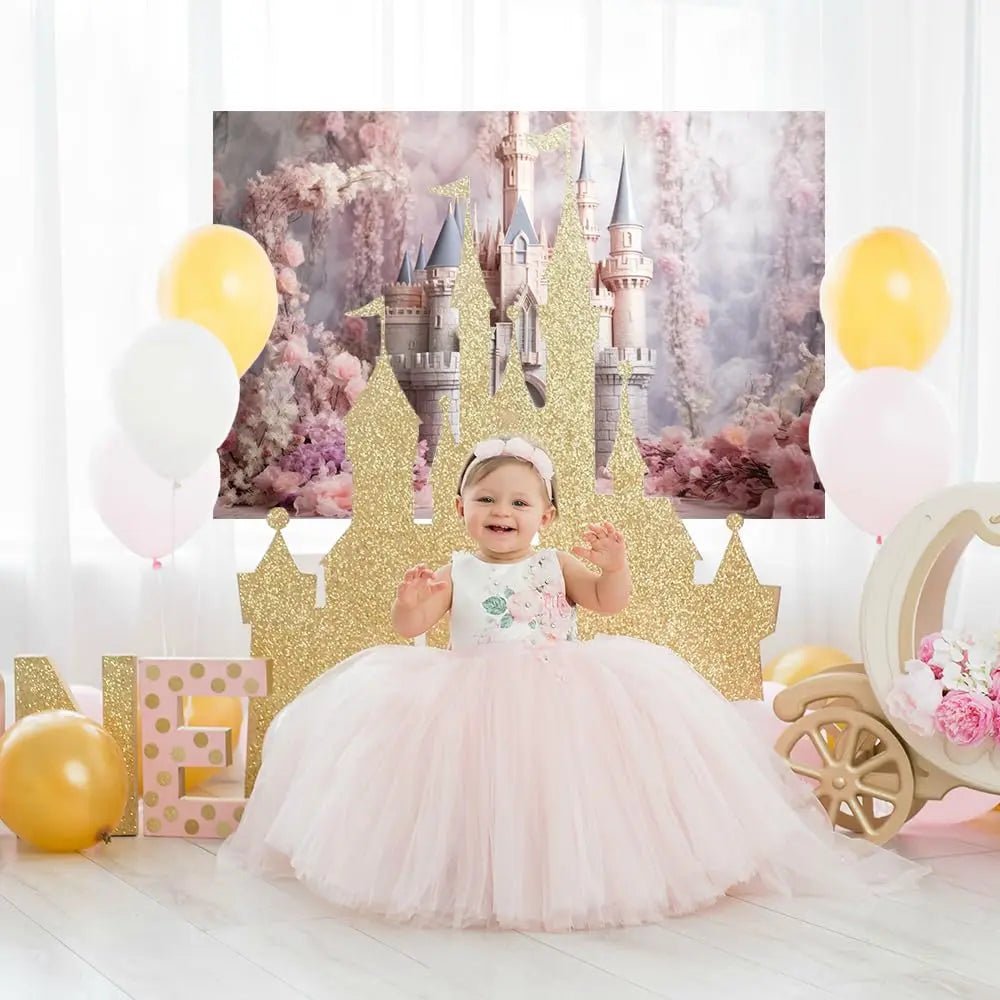 Floral Castle Backdrop for Photography Pink Flowers Royal Princess Background Girls Women Portrait Backgrounds Newborn One Year Old Banner Birthday Photoshoot Decorations 71X47inch - Backdrop BlissFloral Castle Backdrop for Photography Pink Flowers Royal Princess Background Girls Women Portrait Backgrounds Newborn One Year Old Banner Birthday Photoshoot Decorations 71X47inch