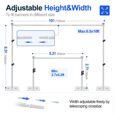 EMART Backdrop Stand, 6.5x10 ft Adjustable Photo Background Pipe and Drape Photography Kit with Heavy Duty Metal Flat Base for Parties, Wedding, Video Studio, Birthday - Black - Backdrop BlissEMART Backdrop Stand, 6.5x10 ft Adjustable Photo Background Pipe and Drape Photography Kit with Heavy Duty Metal Flat Base for Parties, Wedding, Video Studio, Birthday - Black