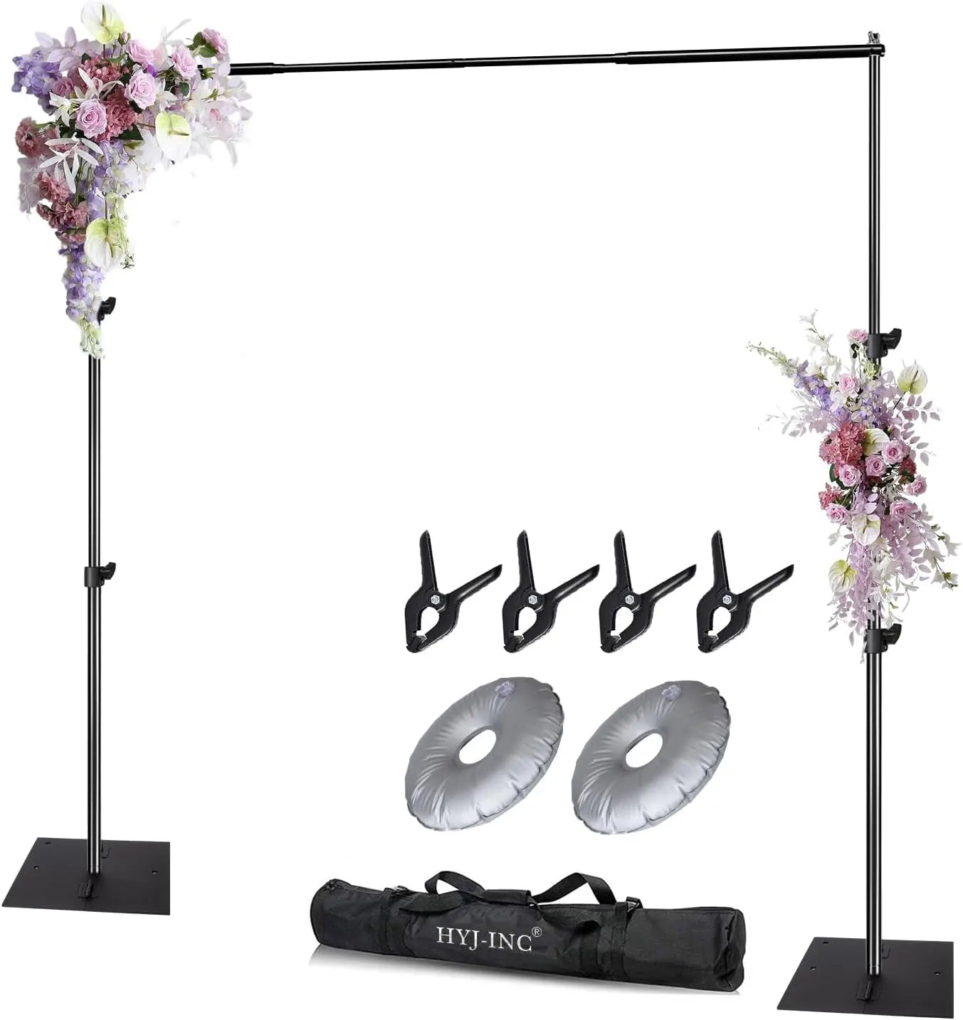 Pipe and Drape Photography Backdrop Stand Kit Adjustable Photo Background Stand 10ft x 6.5ft with Metal Base for Parties Weddings Birthday Party Events Photo Booth Backdrop Bliss