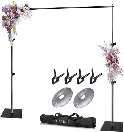Pipe and Drape Photography Backdrop Stand Kit Adjustable Photo Background Stand 10ft x 6.5ft with Metal Base for Parties Weddings Birthday Party Events Photo Booth Backdrop Bliss
