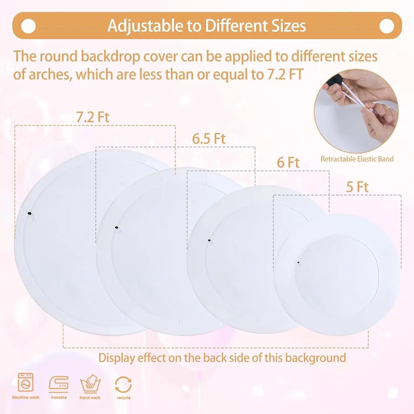 7.2FT Navy Blue Round Backdrop Cover for 5 to 7.2ft Circle Arch Stand - Haefoo Back to School Decoration Circle Backdrop Cover for Birthday, Wedding, Baby Shower Photography Background Party Decor Backdrop Bliss