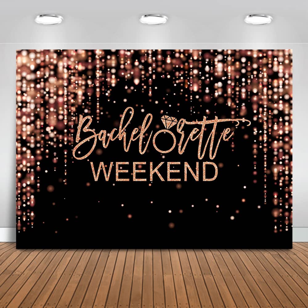 Mocsicka Bachelorette Weekend Backdrop Black Gold Bachelorette Party Photography Background Glitter Bokeh Bachelorette Party Decorations Cake Table Banner Photo Studio Props (10x6.5ft) - Backdrop BlissMocsicka Bachelorette Weekend Backdrop Black Gold Bachelorette Party Photography Background Glitter Bokeh Bachelorette Party Decorations Cake Table Banner Photo Studio Props (10x6.5ft)