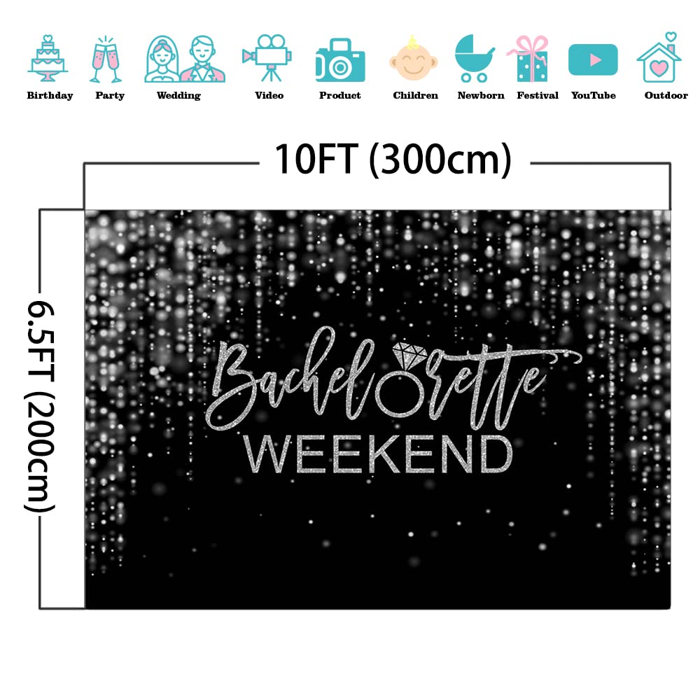 Mocsicka Bachelorette Weekend Backdrop Black Gold Bachelorette Party Photography Background Glitter Bokeh Bachelorette Party Decorations Cake Table Banner Photo Studio Props (10x6.5ft) - Backdrop BlissMocsicka Bachelorette Weekend Backdrop Black Gold Bachelorette Party Photography Background Glitter Bokeh Bachelorette Party Decorations Cake Table Banner Photo Studio Props (10x6.5ft)